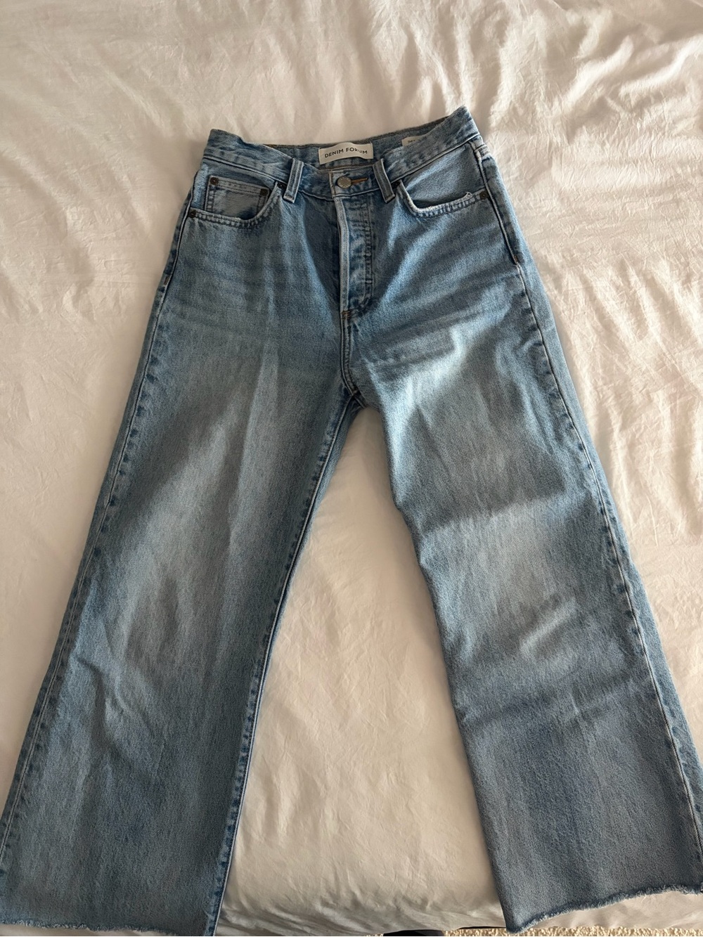 Denim Forum Light Blue High-Rise Wide Leg Jeans